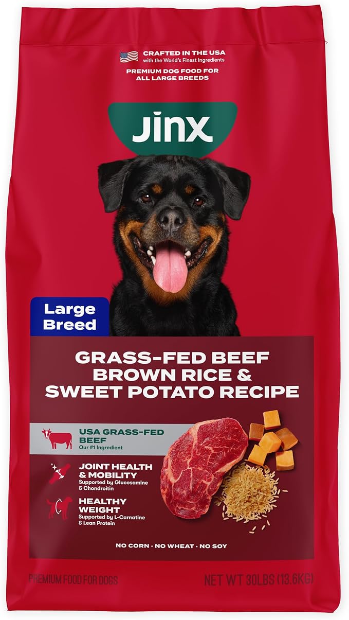 Jinx Dry Dog Food, Large Breed - Beef, Brown Rice & Sweet Potato, 30lb | Premium Large Breed Kibble with Antioxidants for Joint Health, Mobility & Immune Support - No Fillers