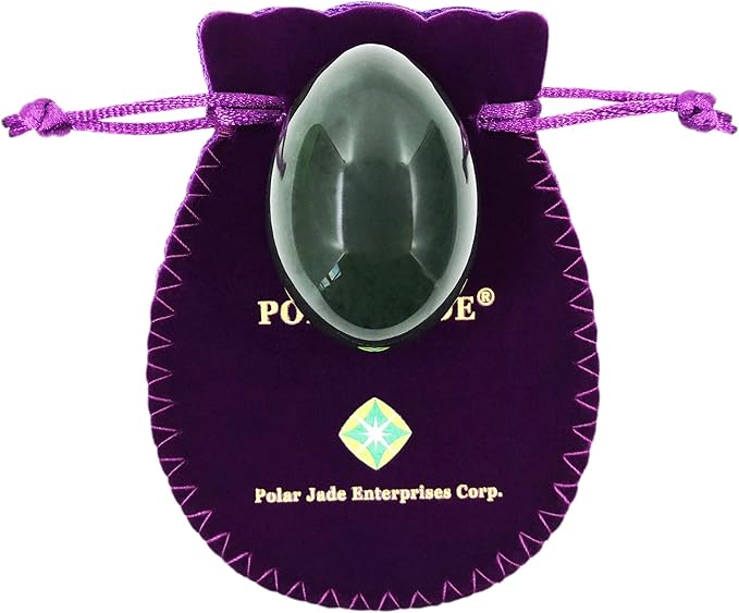 Drilled Egg Made of Genuine Nephrite Jade – Large (50×35mm), Natural Stone for Wellness Training & Meditation Crystal Healing | Polar Jade
