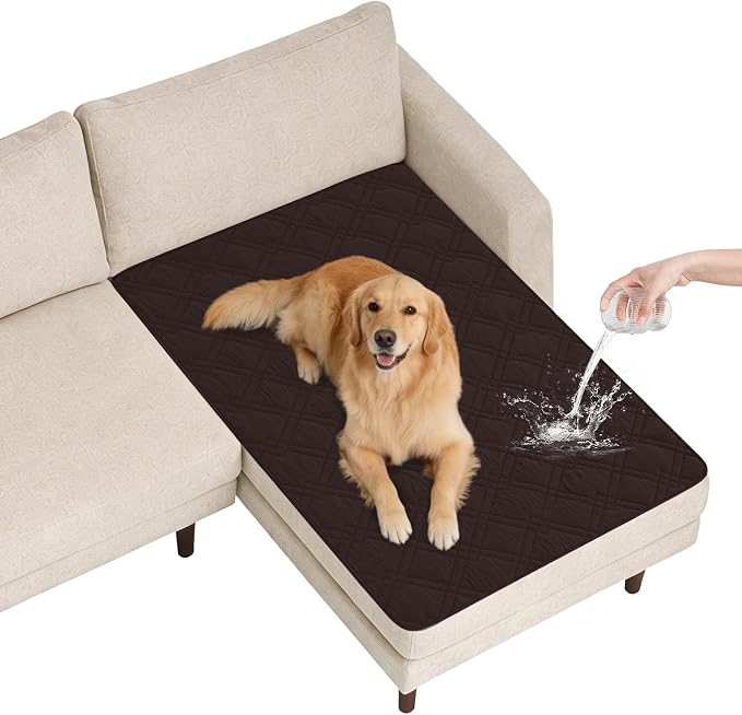 100% Waterproof Dog Bed Cover Pet Blanket, Chocolate+Coffee,42"x50" | ,7-Layer Reversible Couch Covers for Dogs Met for Sofa Furniture Car Camping