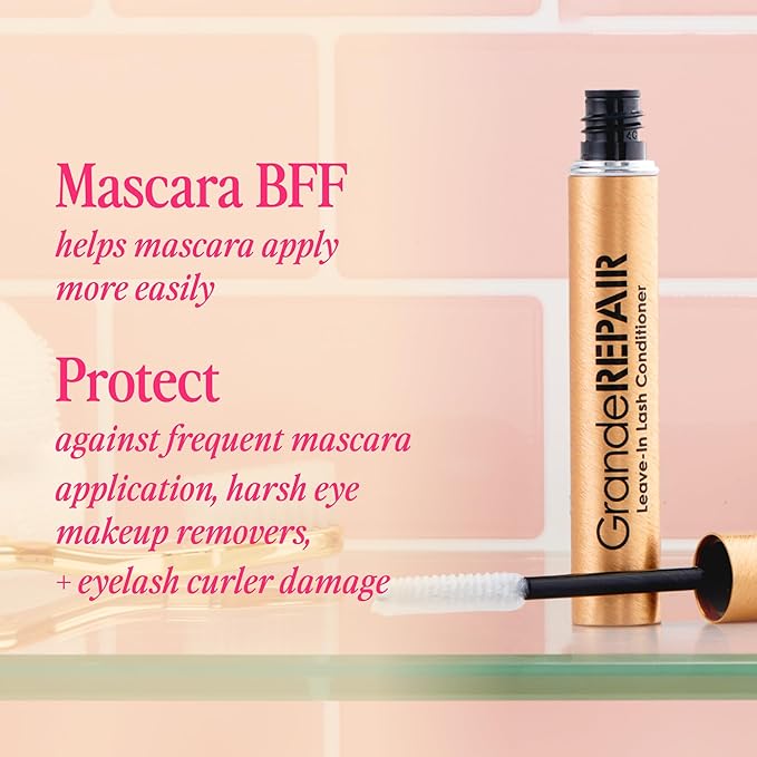 Grande Cosmetics GrandeREPAIR Leave-In Lash Conditioner Strengthens, Softens & Protects with Biotin Peptide & Nourishing Oils- Invisible Formula to Prevent Breakage, Support Healthier Lashes (0.10 oz)