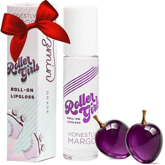 Honestly Margo Roller Girl Roll-On Lip Gloss (Grape Jazmin, 2 Pack) – Lip Gloss for Women with Hydrating Vitamin E & Moisturizing Shine, Refreshingly Lightweight Your Lip Stain, Non Stick Gloss