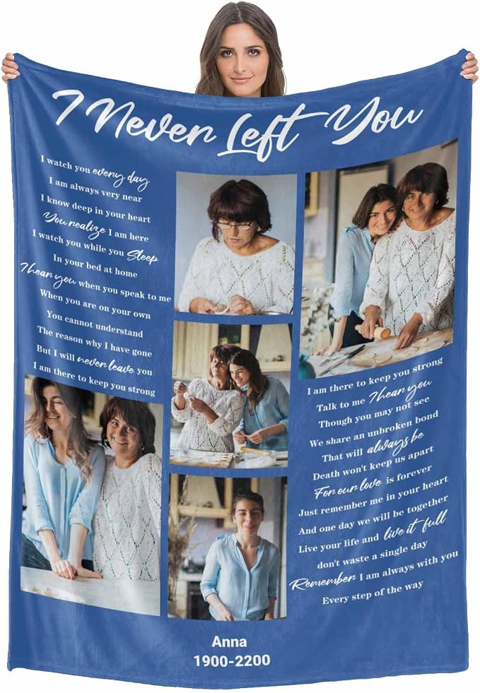 Custom Memorial Blanket with Photo - Sympathy Gift for Loss of Loved One