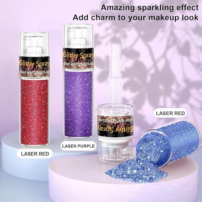 Hair and Body Glitter Spray, 1PC Glitter Hairspray Dry Powder Makeup for Clothes, Festival Rave Prom Loose Sparkle Powder,Holographic Ultra Fine Resin Glitters for Crafts (Blue)
