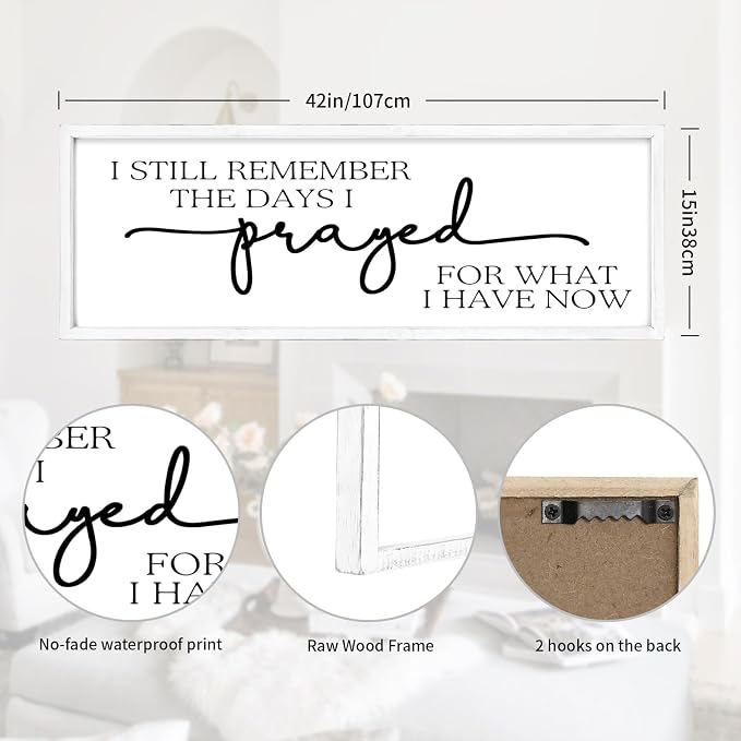 Large Wall Art - "I Still Remember The Days I Prayed for What I Have Now" - Inspiring Farmhouse Wall Decor for Bedroom, Above Bed Wall Decor, Living Room, or Dining Room Display, Rustic Bedroom Wall Art for Home Decor