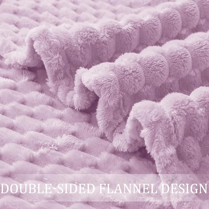 Exclusivo Mezcla 3D Fleece Twin Size Blanket for Bed, Lilac Purple | Extra Soft Fuzzy Plush Lightweight Bed Blankets, Cozy Fluffy Decorative Blankets for All Seasons, 60x80 Inches