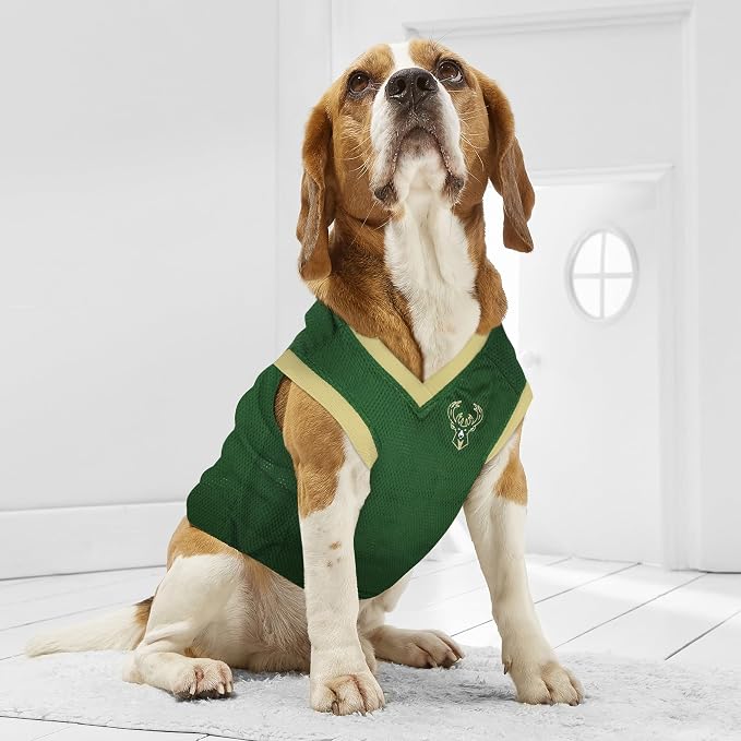Pets First NBA MILWAUKEE BUCKS DOG Jersey, Medium - Tank Top Basketball Pet Jersey