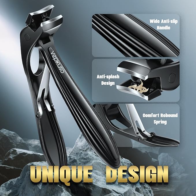Vepkuso Toenail Clippers&Nail Clippers for Seniors Thick Nails - Professional Nail Clippers Set for Men/Women, Manicure Kit with Angled Head, Stainless Steel Toe Nail Cutter, Gift Idea