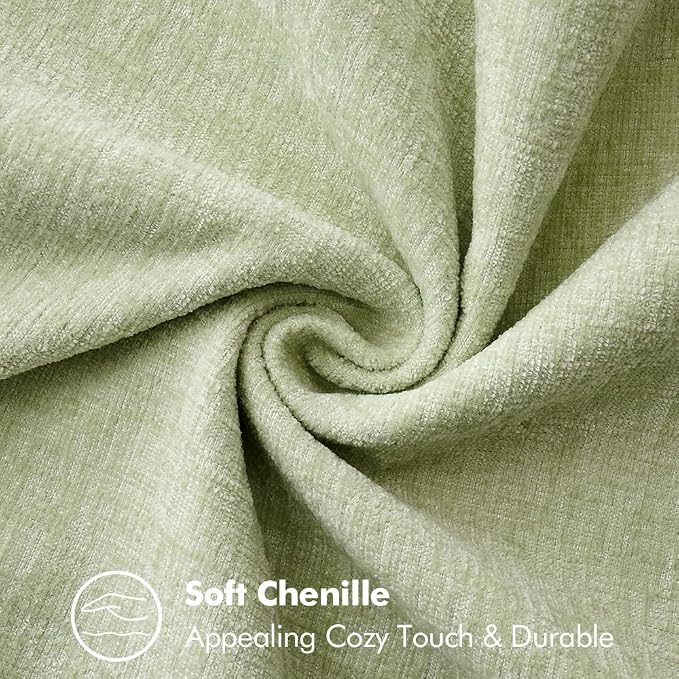 MIULEE Decorative Couch Throw Pillow Covers 20x20 Inch Light Green 2 Pack | Farmhouse Pillow Covers with Stitched Edge, Soft Chenille Cushion Cases, for Sofa Bed Living Room Home Decor