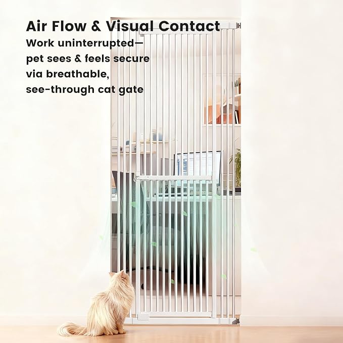 Gardner Pet 51"-87" Extra Tall Cat Gate for Doorway, Wide Adjustable 27.56"-37" Baby Gate Included 4 Extension Kits, Pressure Mounted Safety Full Door Gate for Stairs, Studio, Kitchen (White) | 51"-87" height & 27.56"-37" width adjustability; pressure-...