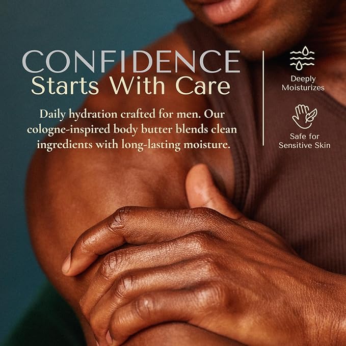 Crowned Skin Prince Cologned Body Butter | Oceanic & Woody Scent | Blended with White Musk & Bergamot | Infused with Organic Shea & Mango Butters | Moisturizing Formula with All-Day Fragrance | 4.4oz