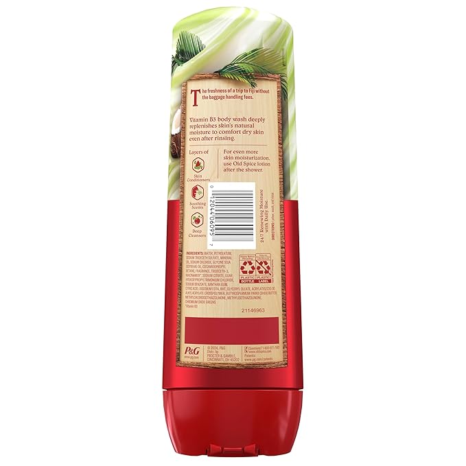 Old Spice Body Wash GentleMan’s Super Hydration for Men, 24/7 Renewing Moisture, Gentle on Skin with Skin Conditioners, Fiji with Palm Tree + Coconut Scent, 20 oz