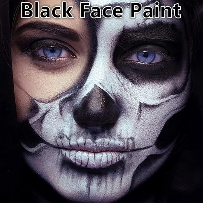 Go Ho Black and White Face Body Paint(4 oz) for Halloween Makeup,Cream Water Based White Black Vampire Skeleton Clown Face Painting for Adults Children SFX Makeup Cosplay Costumes