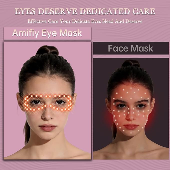 Red Light Therapy Eye Mask, Red Light Therapy for Eyes with 3-Minute Treatment, Under Eye Mask for Dark Circles, Eye Bags, Fine Lines & Wrinkles, Rejuvenating Eye Massager (Pink)
