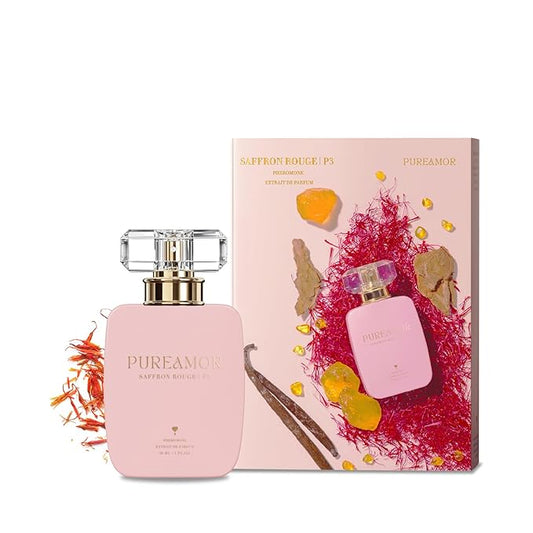 PUREAMOR Pheromone Perfume for Women, Saffron Rouge Extrait de Parfum Spray – Warm Spicy Scent with Saffron, Amber & Cedarwood, Long Lasting Fragrance, 1.0 oz / 30 ml