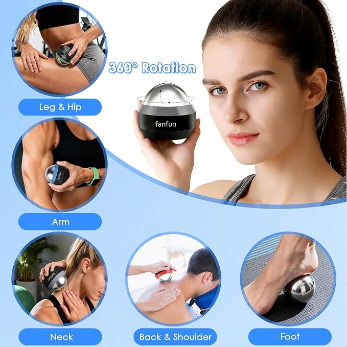 Massage Ice Roller Ball - Cold & Heat Therapy Roller for Deep Tissue Massage Pain Relief, Plantar Fasciitis Roller (Black & Gray)