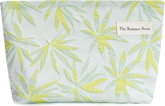 The Summer Swan | Large Aesthetic Makeup Bag | Floral Makeup Bag | Mid-day Clutch | Period Kit Bag | Hygiene Bag | Skincare Bag | Cute Makeup Bag (Summer Maple)