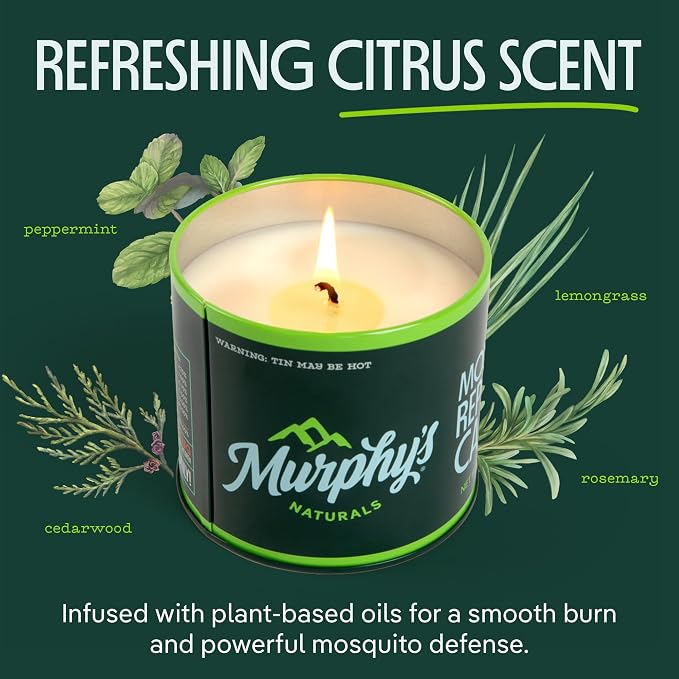 Murphy's Naturals Mini Mosquito Bug Repellent Candles for Outdoor Patio, Citronella & Essential Oils, 14-Hour Burn Time Each, 3.5 oz, 9-Pack