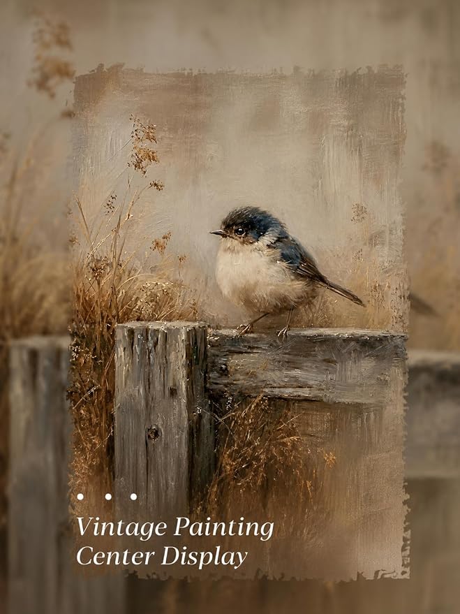 Gold Framed Wall Art, Rustic Nature Bird Canvas Prints, Neutral Farmhouse Bird Picture Wall Decor, Vintage Country Cottagecore Artwork for Living Room Bedroom 12x16 inch