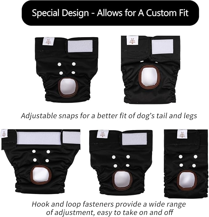 CuteBone Dog Diapers Female Washable Small Medium Large 3 Pack Reusable Doggie Diapers Puppy Period Pants for Doggy Heat Cycle Peeing