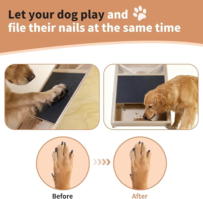 Dog Nail Scratch Board with Treat Box and Replaceable Sandpaper