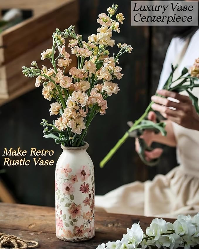 TEWEIQI Vintage Ceramic Small Vase, Farmhouse Rustic Décor, Home Decorative Vase for Your Kitchen, Bedroom, Office, Living Room, Bathroom& Shelf Centerpiece Table Decorations (Retro Creative Style S)