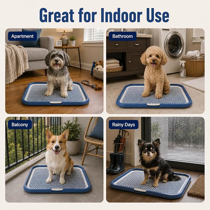 Dog Potty Tray with Guide Pillar, 25.6"x19.7" Large Indoor Pet Pee Pad Holder, Heavy Duty Dog Litter Box, Removable & Washable Puppy Training Toilet for Housebreaking Supplies (Yellow)