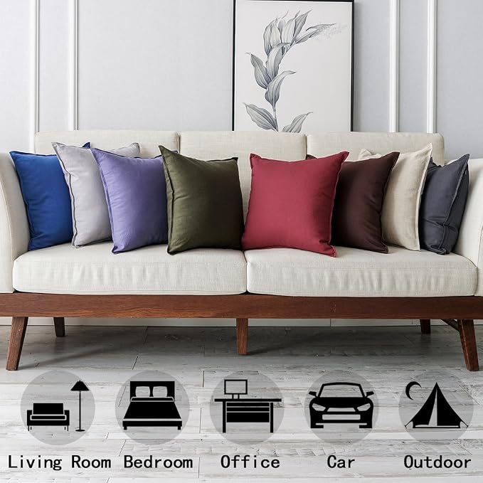 Jeanerlor Solid Cotton Linen Decoration Toss Throw Pillow Sham Cushion Case Special Pillow Cover Delicate Decorative Pillowcase for Bed/Chair/Couch, 18"x18"(45 x 45cm), Dark Grey
