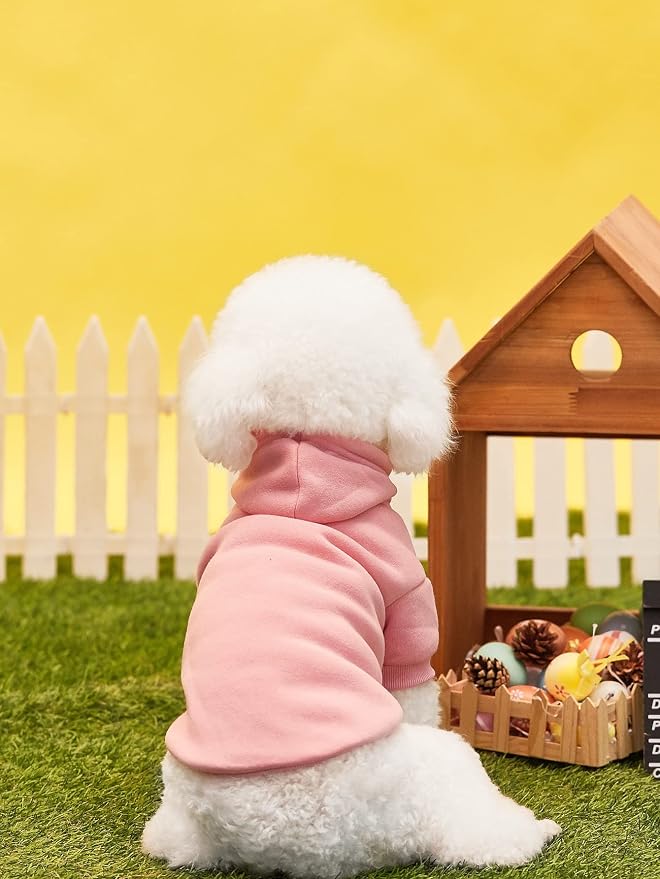 Basic Dog Hoodie Sweatshirt Puppy Sweater Warm Cat Costumes Pet Clothes for Chihuahua Puppy Kitten Small Medium Dogs Light Pink X-Small