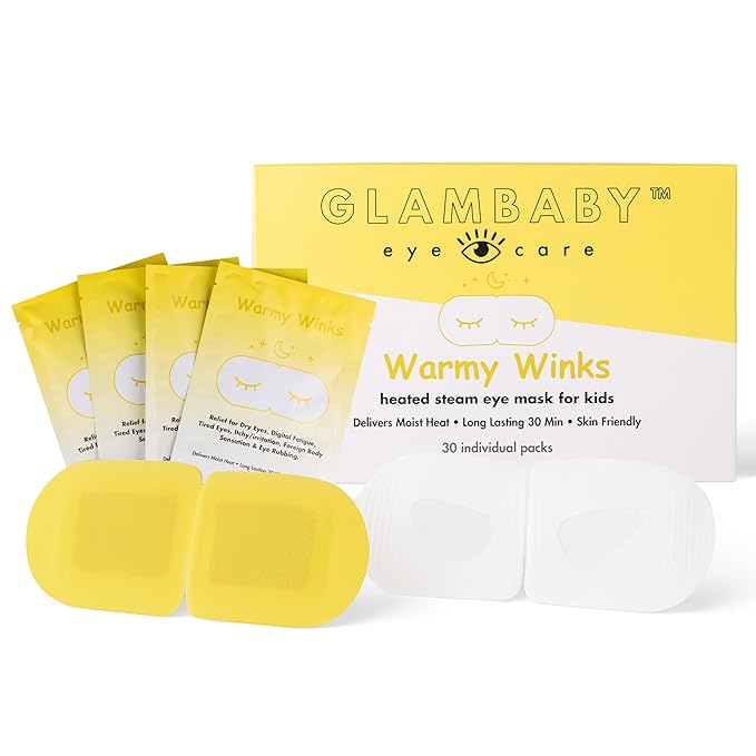 GlamBaby Warmy Winks Self-Heating Eye Mask for Kids – Heated Warm Compress for Dry Eyes, Irritation & Puffiness – Disposable Eye Mask for Children’s Eye Relief & Relaxation (30 Individual Units)