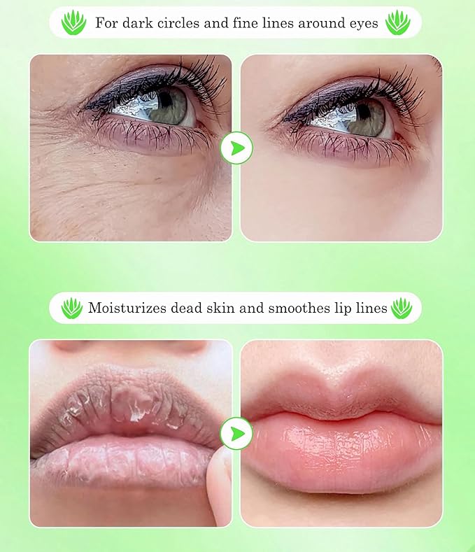 10 Pair Under Eye Mask & 10 Pair Lip Mask Skincare Set, Aloe Vera Lip Patches & Under Eye Patches for Puffy Eyes, Dark Circles, Dry Lips Lines, Deep Hydrating Moisturizing, Birthday Christmas Gifts