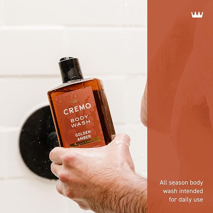 Cremo Body Wash Men, Notes of Red Currant, Pineapple, Ambergris and Moss, Rich-Lathering Golden Amber, 16 Fl Oz (Pack of 2)
