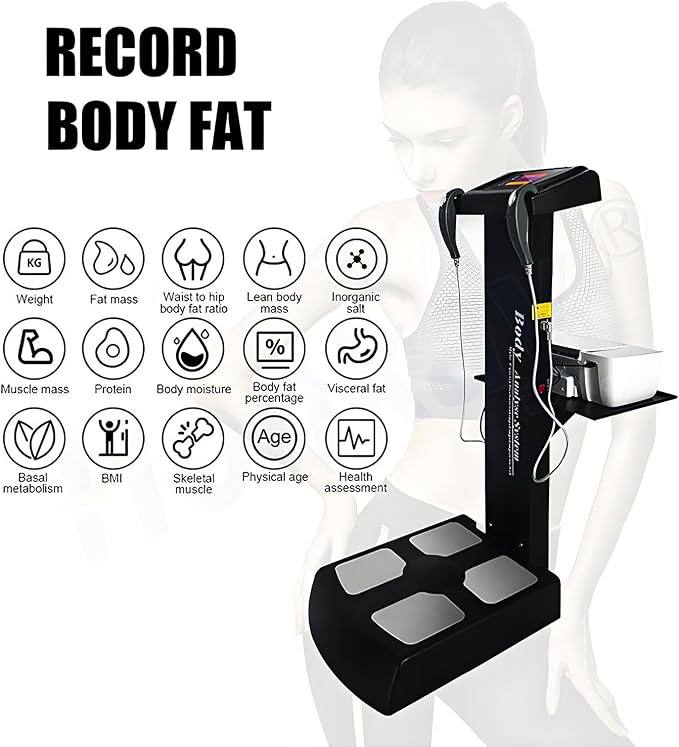 Professional 3D Scanner Analyzer Body Composition Analysis Height Weight Body Fat Percentage Visceral Fat Test, Body BMI Measuring Body Element Detection Composition Analyzer with Printer Black