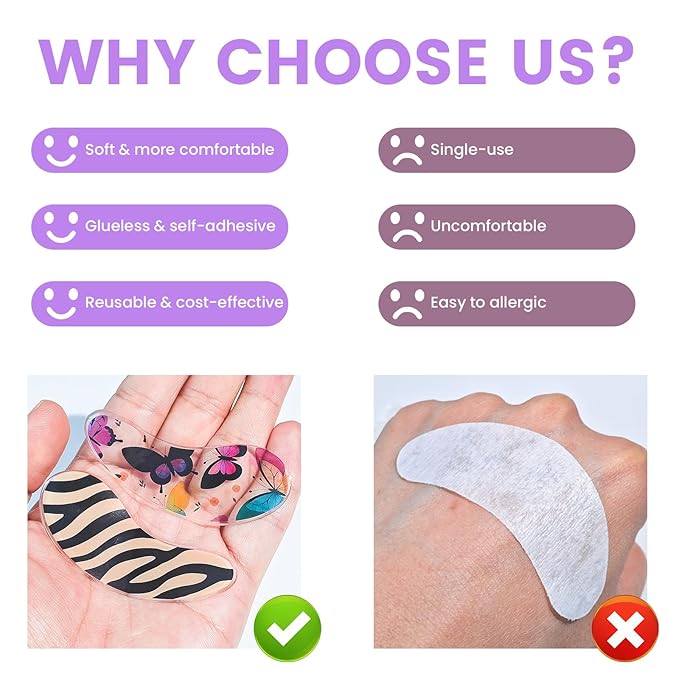 PERMANIA Under Eye Patch Silicone for Lash Lift & Lash Extensions Remover, Cute Cartoon Reusable and Soft Makeup Beauty Tools (4 pcs)