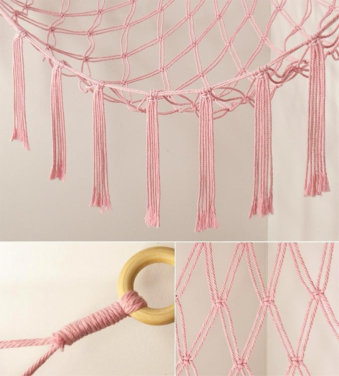 mirolam Stuffed Animal Storage Hammock Net - Toy Hammock Net for Stuffed Animals Corner - Hanging Stuff Animal Organizer Holder Large Pink Baby Nursery Room Decor