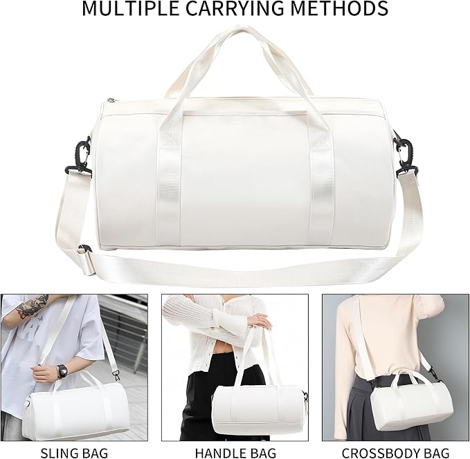 Small Gym Bag for Women Small Duffle Bag with Wet Compartment Sport Bags Gym Tote Bag for Workout Yoga Swimming Dance (Gray(wet pocket))