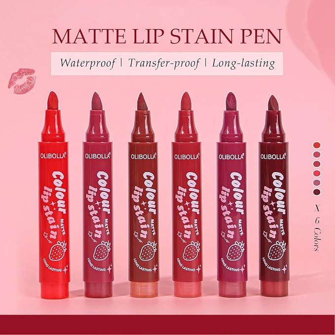 Matte Lip Stain Pen - Transfer Proof & Waterproof Lip Liner, Velvety Smooth, Highly Pigmented Full Coverage, All Day Wear (0.12 fl.oz)