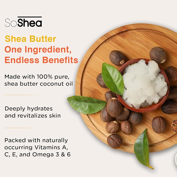 SoShea Whipped Shea Butter Black Coconut - Nourishes, Moisturizes & Renews | 100% African Pure Shea Butter | Cold-Pressed & Cold-Processed | No Dyes & Parabens | Vegan | 11.50oz / 326oz
