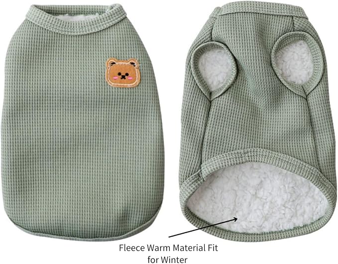 Fleece Cotton Winter Dog Tee Shirt - Soft, Breathable, Stretchy & Lightweight for Medium, Small Dogs