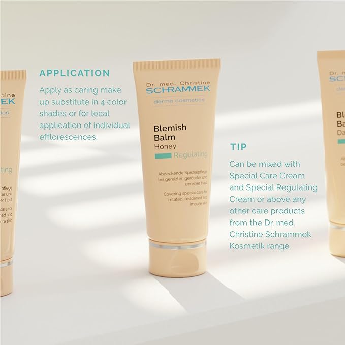 Schrammek Blemish Balm Honey (1.4 fl oz) - Covering Care for Irritated, Reddened & Impure Skin - BB Cream - Tinted Face Moisturizer - Skin Care - Dr
