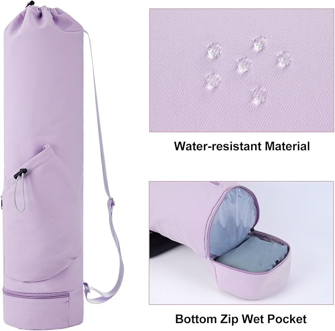 sportsnew Yoga Mat Bag with Water Bottle Pocket and Bottom Wet Pocket, Exercise Yoga Mat Carrier Multi-Functional Storage Bag, Patent pending