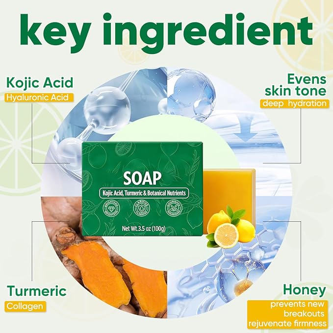 Turmeric Lemon Soap Bar, Turmeric Lemon Cleansing Soap for Dark Spots, Support Nourishes and Clarifies Facial Body Skin, Suitable for All Skin Types (2pcs)