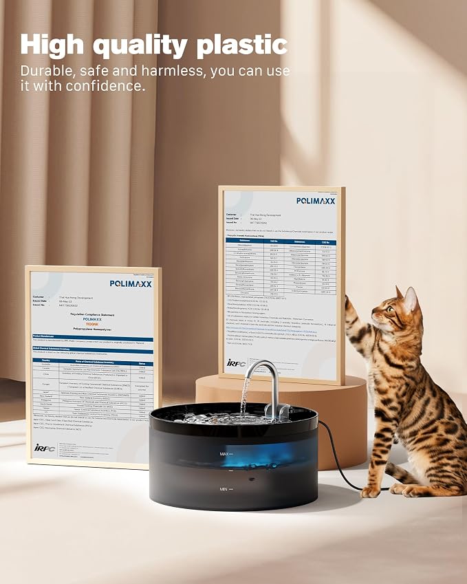 Cat Water Fountain: 108oz/3.2L Cat Fountain Super Silent Pet Drinking Dispenser - Water Fountains for Kitty Indoor - Quiet Pump and Faucet Design - Suitable for Cats and Dogs - BEMOONY | BPA-Free Pet Water Fountain - Water Fontains for Cats Indoor - Su...
