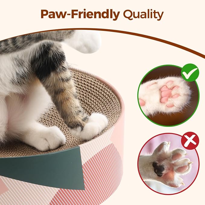 ComSaf Cat Scratcher Bed 17 x 13 in, Oval Cardboard Scratch Pad for Cats | Cat Scratching Board, Corrugated Cardboard, Shallow Bowl Shape, Furniture Protection, Indoor Cat Lounger, Claw Care