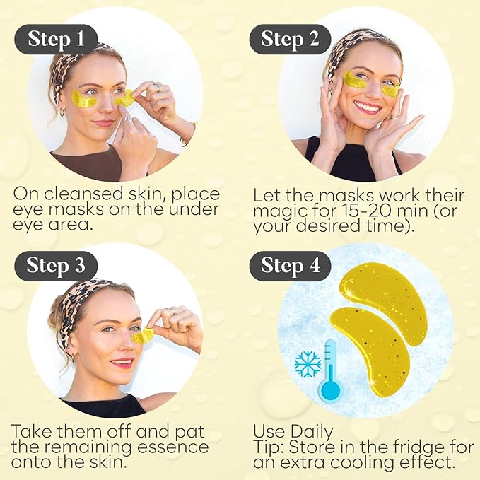 BLOOMORA Daytime Under Eye Patches for Puffy Eyes and Dark Circles, Gel Eye Masks with Caffeine, Collagen & Vitamin C, Deeply Moisturizing, Bachelorette Party Favors, Anti Wrinkle Patches (30 Pairs)