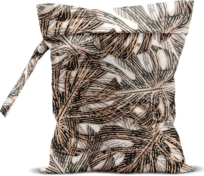 Wet Bag, Wet Dry Bag, Wet Bag for Swimsuit, Travel, Beach, Pool, Diapers, Dirty Yoga Gym Clothes, Makeup Bag, Waterproof Tropical Palm Leaves Decor Jungle Palm Leaf Favors, 12.6” x 10.2”