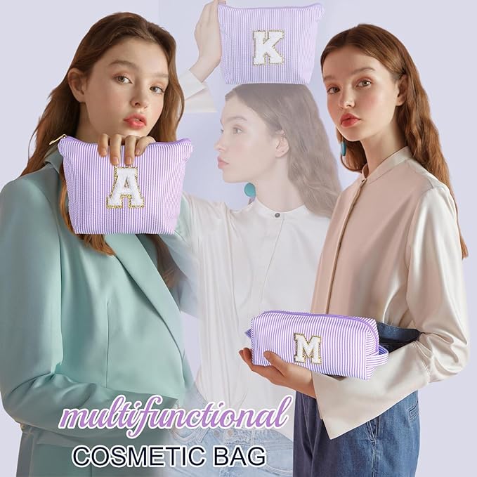 YOOLIFE Personalized Friend Birthday Gifts - 2 Pieces Makeup Bag Cosmetic Bags for Women Travel Makeup Bag Make up Bag with Small Makeup Bag Wedding Bridesmaid Gifts Teacher Gifts for Women Letter H
