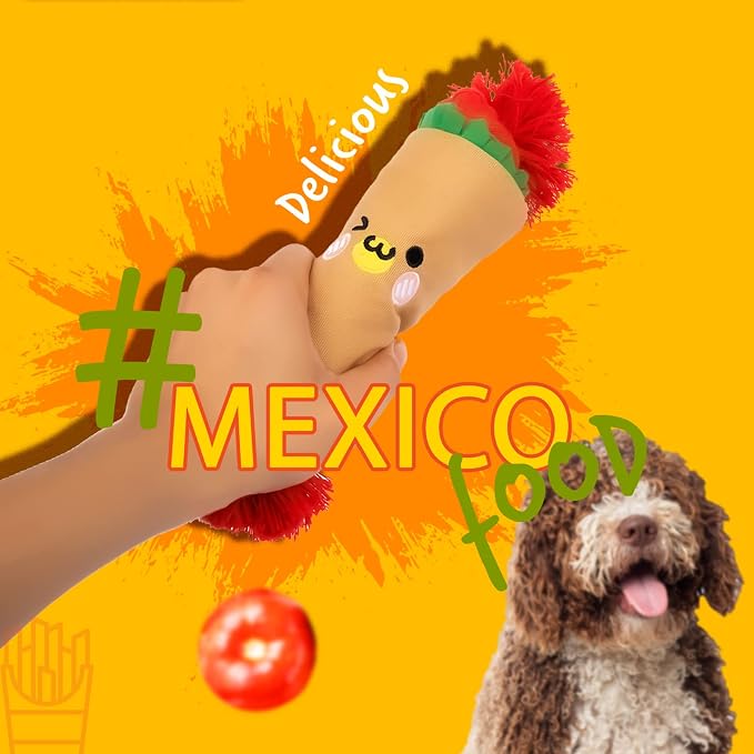 lilfrd Burrito Snuffle Mat Dog Toy, Squeaky Crinkle Rope Puzzle Taco Toy