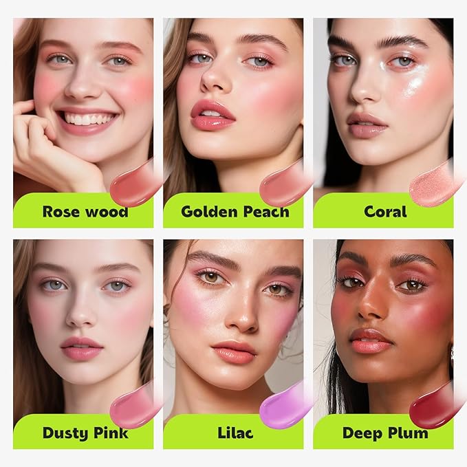 GLAM CODE Liquid Blush for Cheeks Duo - Hydrating Cream Blush for Daily - Blendable & Buildable Cheek Tint for Sensitive Skin - Lightweight, Skincare Infused Dewy Cheek Finish for All Skin Types - #01