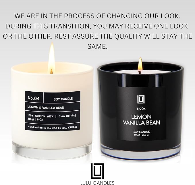 Lulu Candles | Lemon & Vanilla Bean | Luxury Scented Soy Jar Candle | Hand Poured in The USA | Highly Scented & Long Lasting (9 Oz.)
