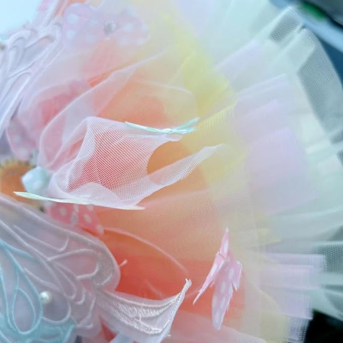 Dog Rainbow Butterfly Princess Dress Summer Thin, XS | Cute Pet Cat Clothes For Yorkie Chihuahua Poodle Pomeranian French Bulldog Dachshund Teddy Dress Pet Supplies